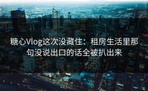 糖心Vlog这次没藏住：租房生活里那句没说出口的话全被扒出来